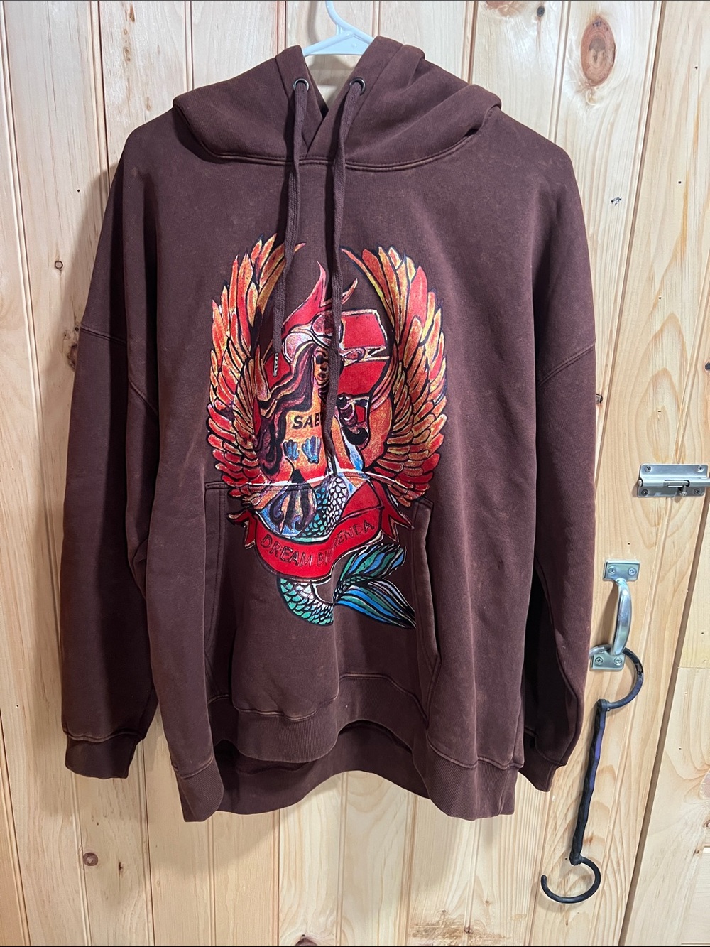 Unbranded Brown Graphic Hoodie with Embroidered Crest